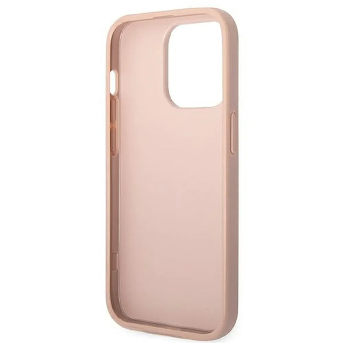 Guess - GUESS iPhone 14 Pro Max Skal Glitter Flakes Script Metal Logo - Rosa