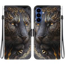 OEM - Samsung Galaxy S26 / S26 Pro Fodral &Auml;kta L&auml;der St&auml;ll - Svart Guld Lejon