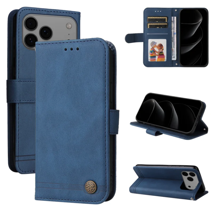 A-One Brand - iPhone 17 Pro Max Plånboksfodral Skin Touch med Rem - Blå
