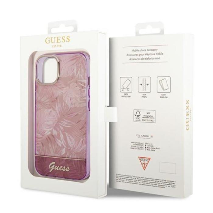 Guess - GUESS iPhone 14 Plus Skal Jungle Collection - Rosa