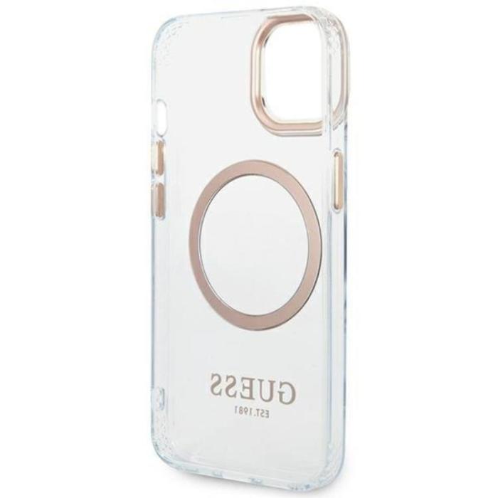 Guess - GUESS iPhone 14 Skal Magsafe Metal Outline - Guld