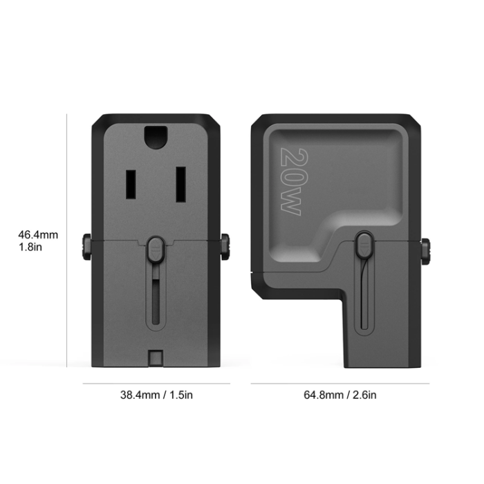 Choetech - Choetech USB-C USB-A PD 20W Reseladdare USA EU UK AU
