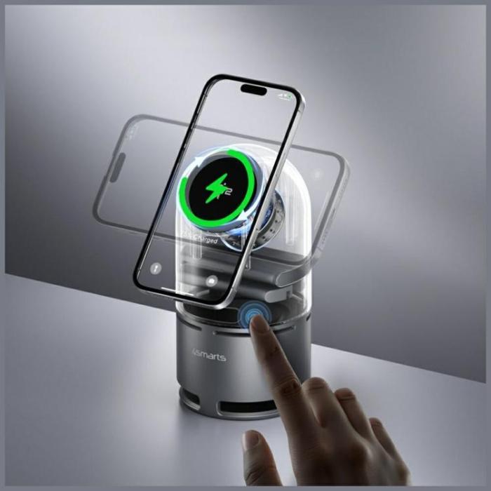 4smarts - 4smarts Qi2 Trådlös Laddare Apple Watch iPhone Airpods ChargeBot Sound - Grå