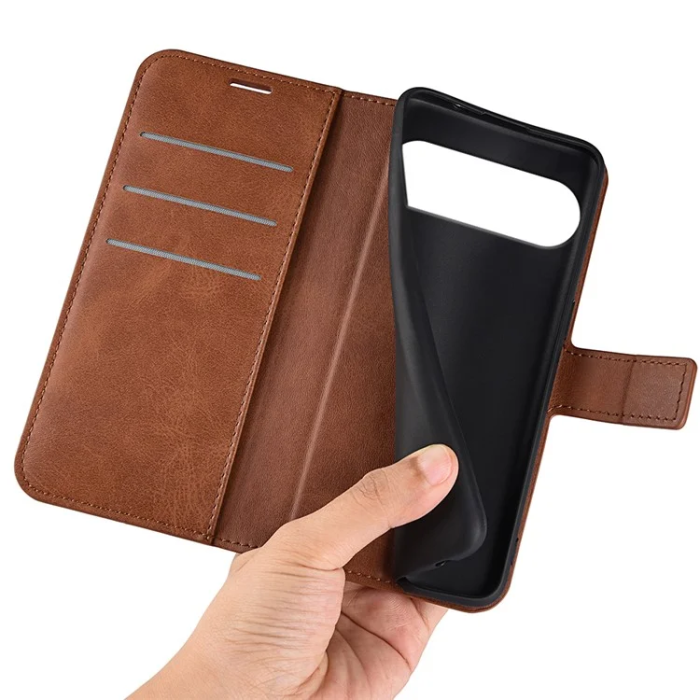 A-One Brand - Google Pixel 10 Pro XL Plånboksfodral Calf Texture - Light Brun
