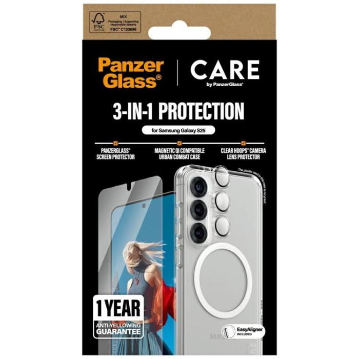 PanzerGlass - [3in1] CARE by PanzerGlass Galaxy S25 Skal, Härdat Glas, Kameralinsskydd