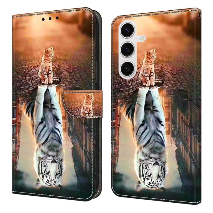 OEM - Samsung Galaxy S26 Plånboksfodral Magnetisk Stängning Konstläder Katt och Tiger