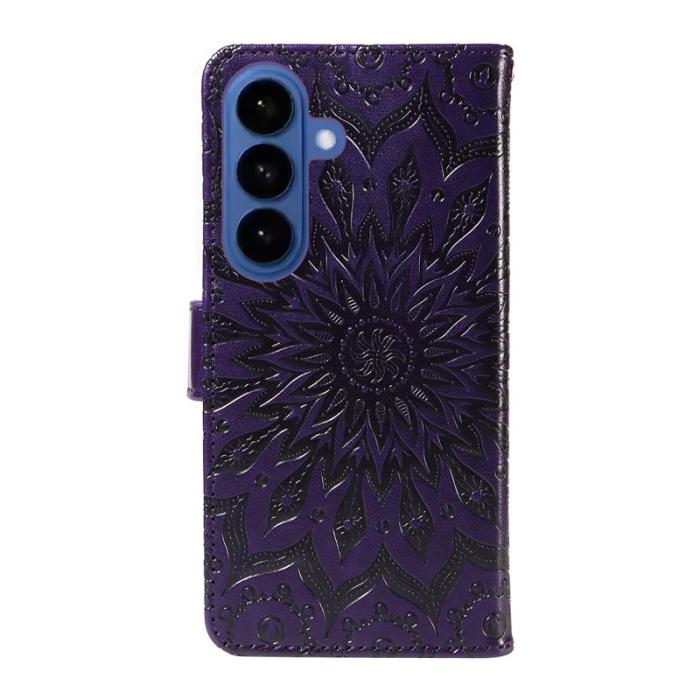 OEM - Samsung Galaxy S26 Plus Plånboksfodral Konstläder Solrosprägling - Lila