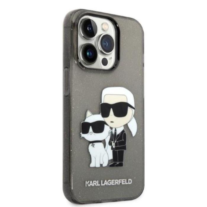 KARL LAGERFELD - Karl Lagerfeld iPhone 14 Pro Max Skal IML GLIT NFT Karl & Choupette - Svart