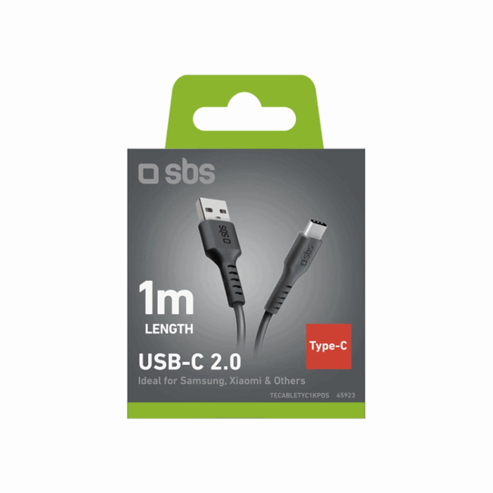 SBS - SBS USB-A - USB-C Kabel 1m - Svart