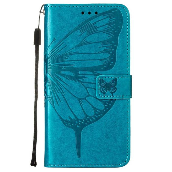 A-One Brand - Butterfly Flower Imprinted Plånboksfodral Xiaomi 12 Pro - Blå