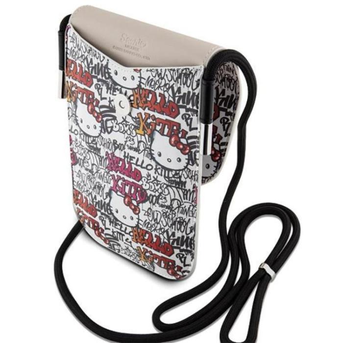 Hello Kitty - Hello Kitty Halsbandsfodral Läder Tags Graffiti - Beige