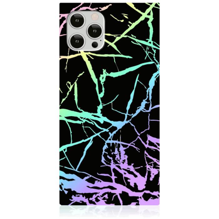 UTGATT5 - IDECOZ Mobilskal Hologram Svart Marble iPhone 12 & 12 Pro