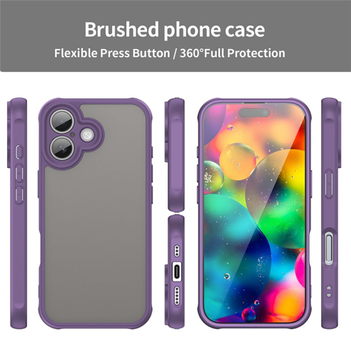A-One Brand - iPhone 17 Mobilskal Frostade krockkuddar Drop Proof - Lila