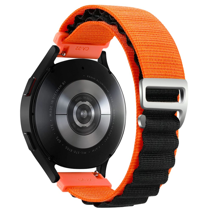KALEBOL - Kalebol Galaxy Watch 6/6 Classic Armband Nylon - Svart/Orange