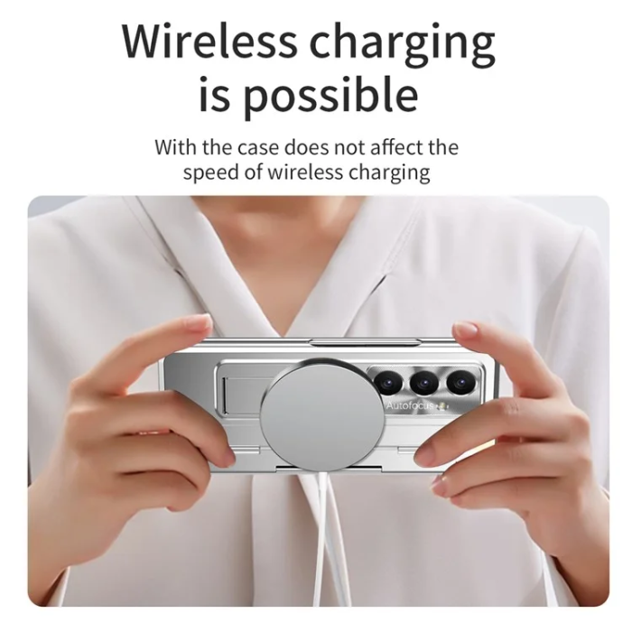 A-One Brand - Galaxy Z Fold 7 5G Mobilskal med Skärmskydd Hinge - Silver