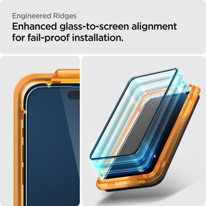 Spigen - [2-Pack] Spigen iPhone 15 Härdat Glas Skärmskydd - Svart