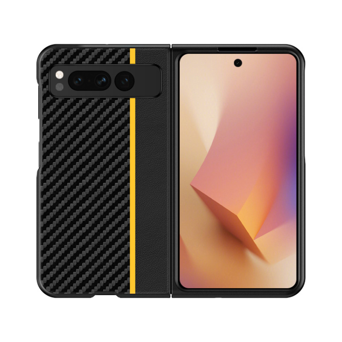 OEM - Google Pixel Fold Mobilfodral Carbon Fiber Ultra Thin - Svart/Gul