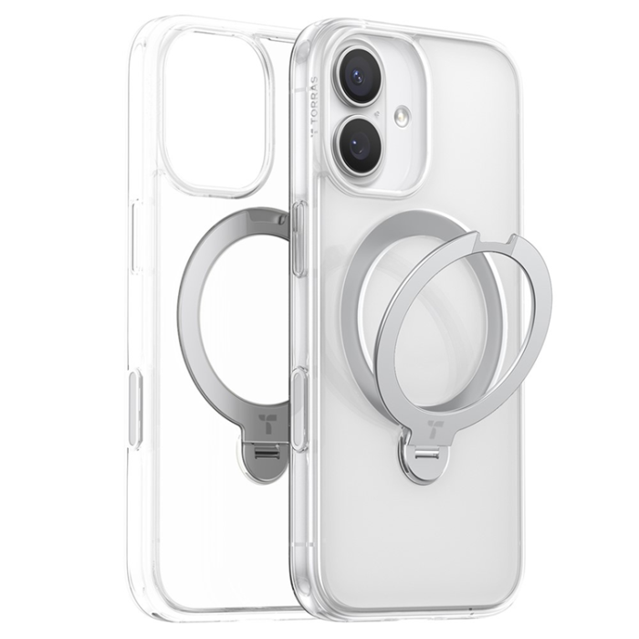 Torras - TORRAS iPhone 17 Mobilskal MagSafe Rotating Kickstand - Clear