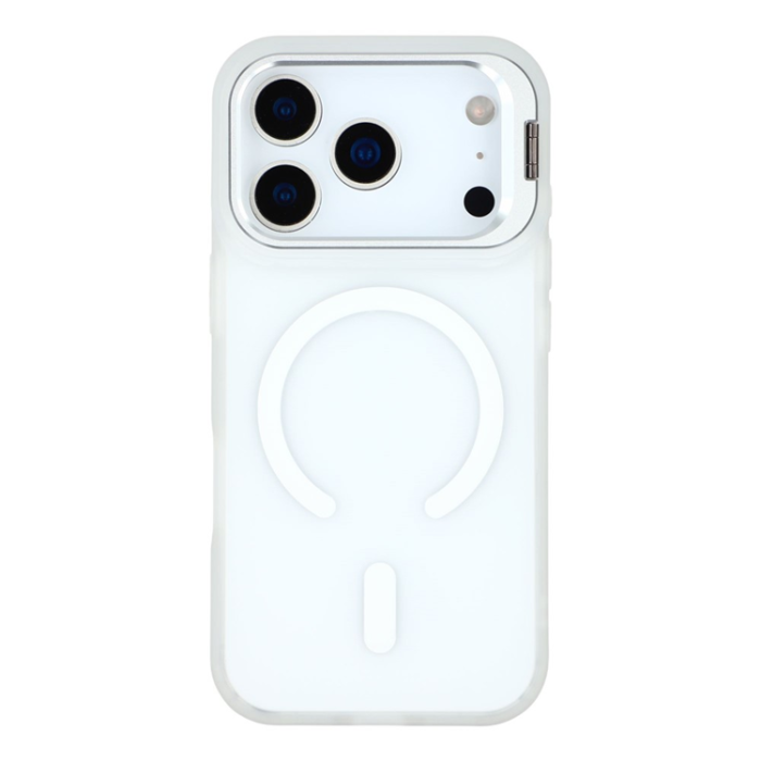 A-One Brand - iPhone 17 Pro Mobilskal MagSafe Lins Kickstand - Transparent Vit