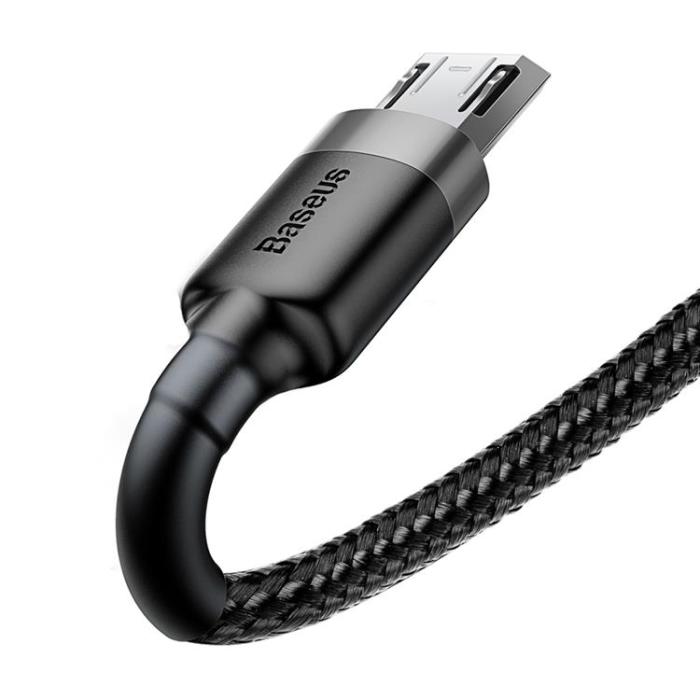 BASEUS - Baseus Flätad USB Till Micro USB Kabel 2M - Svart/Grå
