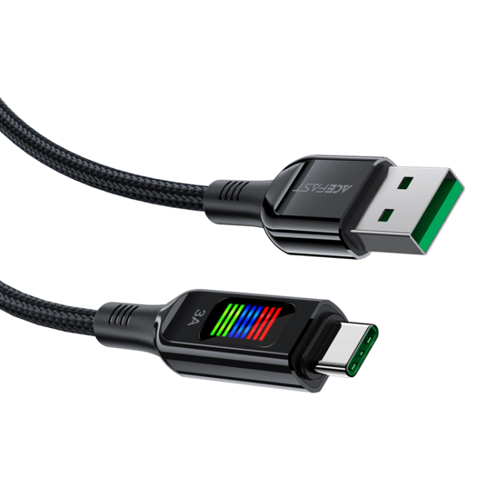 Acefast - Acefast USB-C till USB-A kabel 60W 1.2m med Display - Svart