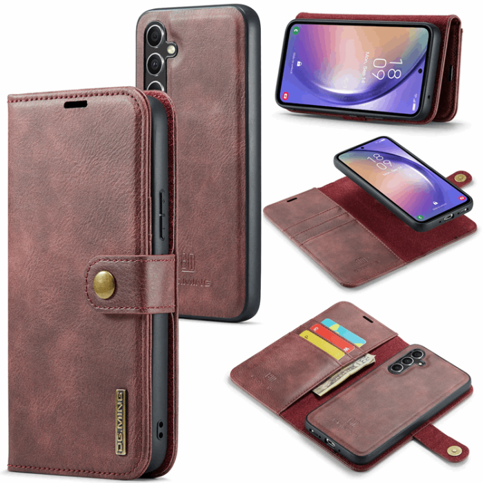 DG.MING - DG.MING Galaxy S23 FE Plånboksfodral Äkta Läder 2in1 - Röd
