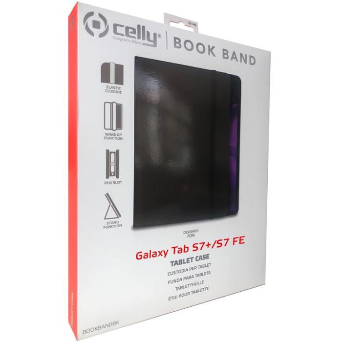 Celly - CELLY Galaxy Tab S7 FE/S7 Plus/S8 Plus Fodral Bookband - Svart