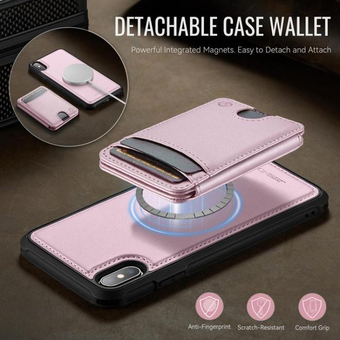 OEM - JEEHOOD Mobilskal till iPhone XS Max MagSafe Läder - Rosa