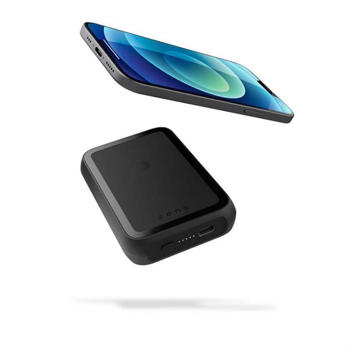 ZENS - ZENS Magnetisk Magsafe Qi Powerbank One Side 4000mAh Qi-Laddningsbar - Svart