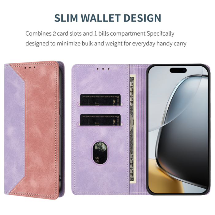 A-One Brand - OnePlus 15 Konstläder Plånboksfodral Färg Splicing RFID-Skydd