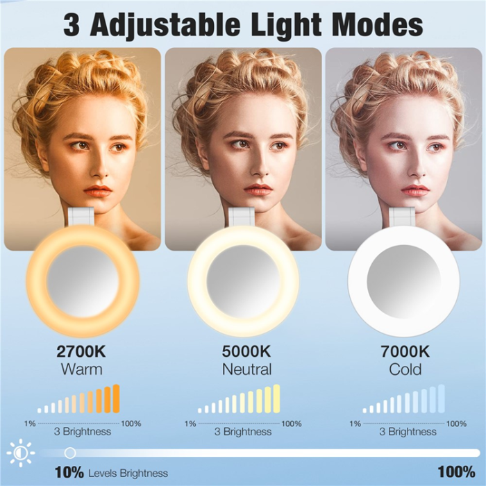 OEM - Magnetisk Mobil Ringlampa, Dimbar för Fotografering/Sminkning H22B