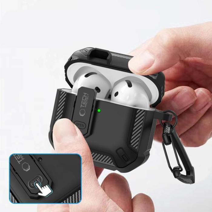 Tech-Protect - Tech-Protect Airpods 4 Skal Carbonox - Svart
