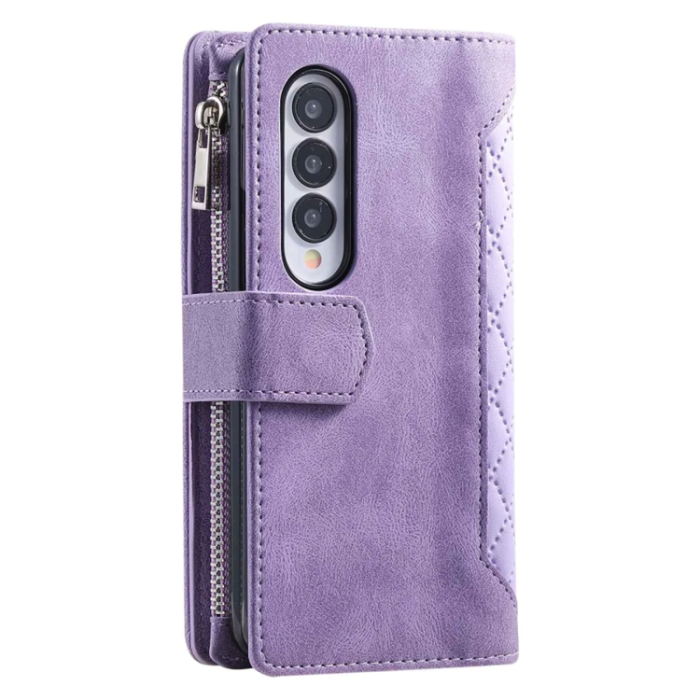 A-One Brand - Galaxy Z Fold 4 Plånboksfodral Rhombus Grid - Lila