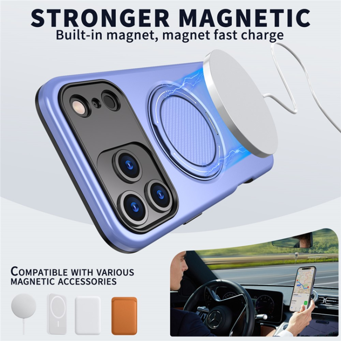 A-One Brand - iPhone 17 Pro Mobilskal MagSafe Rotating Kickstand - Lila
