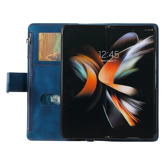A-One Brand - Galaxy Z Fold 4 Plånboksfodral Rhombus Grid - Blå