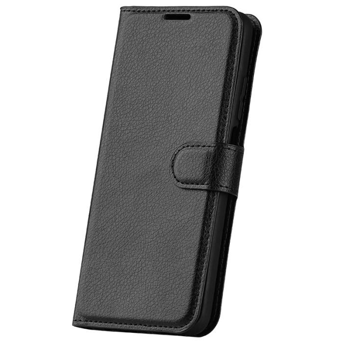 OEM - LITCHI Samsung Galaxy S26 Plånboksfodral Konstläder Stötskydd - Svart