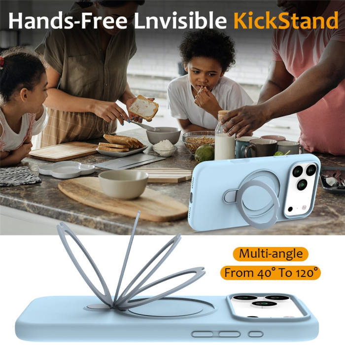 A-One Brand - iPhone 17 Pro Mobiskal MagSafe Kickstand PC+Silikon - Himmelsblå