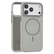 A-One Brand - iPhone 17 Pro Mobilskal Magsafe Litchi Pattern - Titangrå