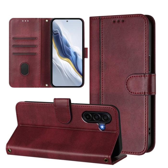 OEM - Samsung Galaxy A57 Plånboksfodral Konstläder Retro Textur - Vinröd
