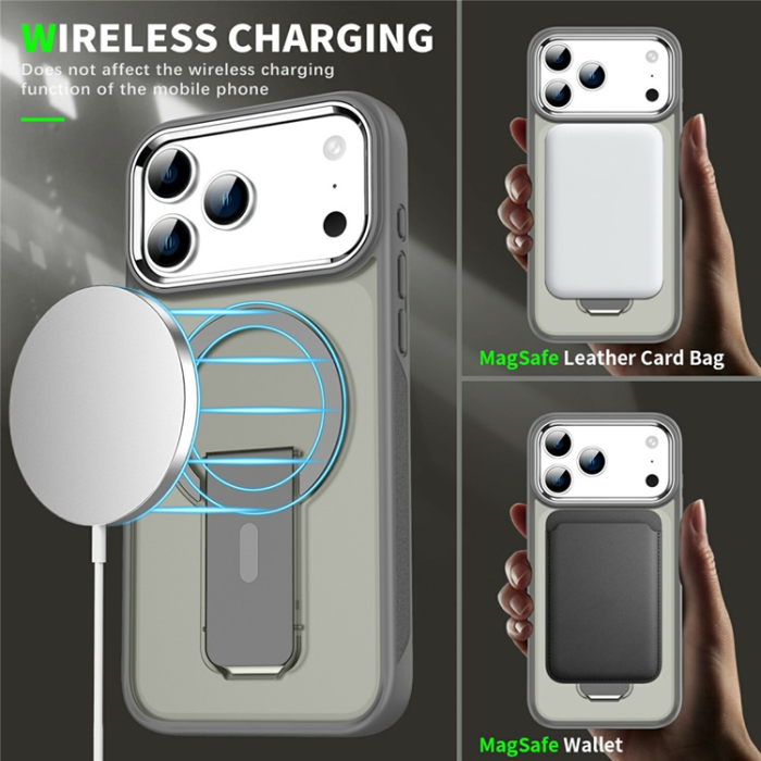 A-One Brand - iPhone 17 Pro Mobilskal MagSafe PC+TPU med Kickstand - Lila