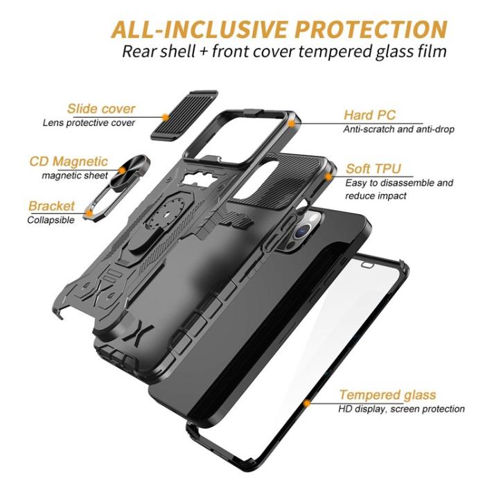 OEM - iPhone 14 Pro Max Skal Ringhållare Kickstand - Svart
