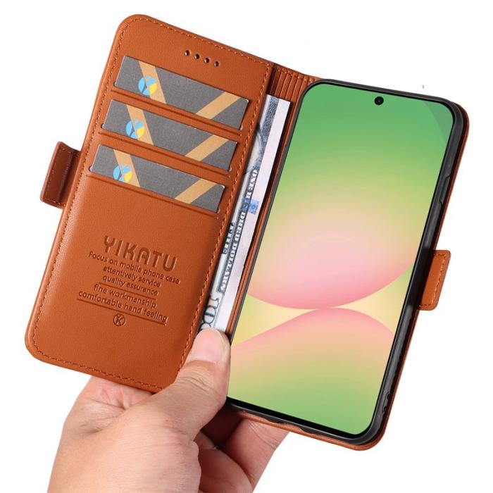 YIKATU - YIKATU Samsung Galaxy A57 Plånboksfodral Konstläder Ställfunktion - Brun