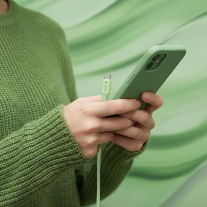 Forcell - FORCELL USB-A till USB-C 66W Kabel 3A 1m QC4.0 Silikon C342 - Grön