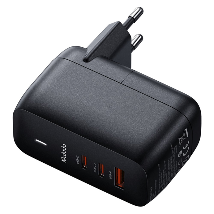 Mcdodo - MCDODO GaN Snabbladdare 65W 2x USB-C - USB-A EU Mini Svart