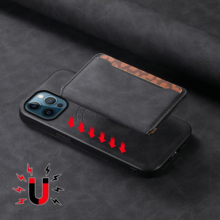 DENIOR - DENIOR D13 iPhone 12 Pro Max Fodral Retro Textur PU+TPU+PC Svart