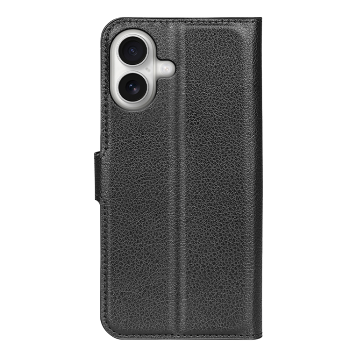 A-One Brand - iPhone 17 Plånboksfodral Litchi Texture läder - Svart