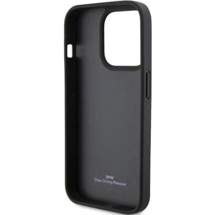 BMW - BMW iPhone 15 Pro Max Mobilskal Läder Hot Stamp - Svart