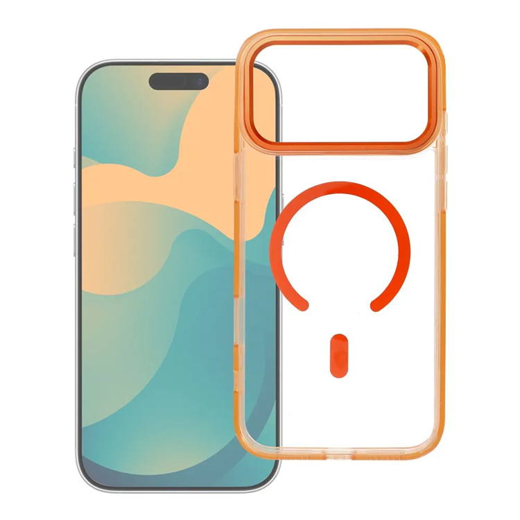 Mobilskal För iPhone 17 Pro Max MagSafe Frame Clear Hybrid - Orange | 2353 | AlltMobil