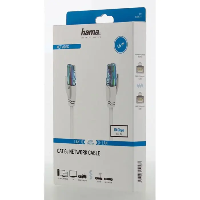 Hama - HAMA Nätverkskabel CAT6a U / UTP 1.5m - Vit
