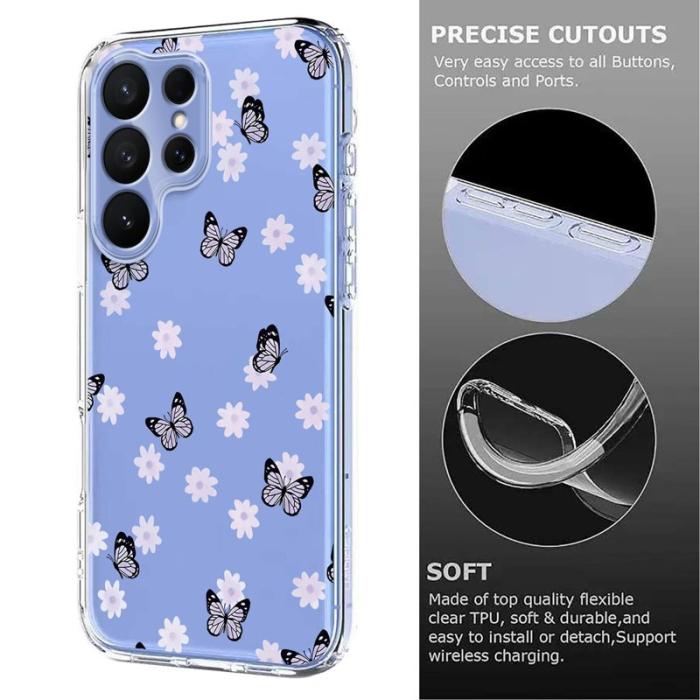 OEM - Mobilskal till Samsung Galaxy S26 Ultra TPU Blommönster - Fjärilar